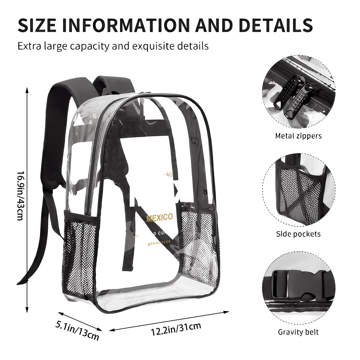 Mexico Clear Stadium Backpack — RAYAH.club