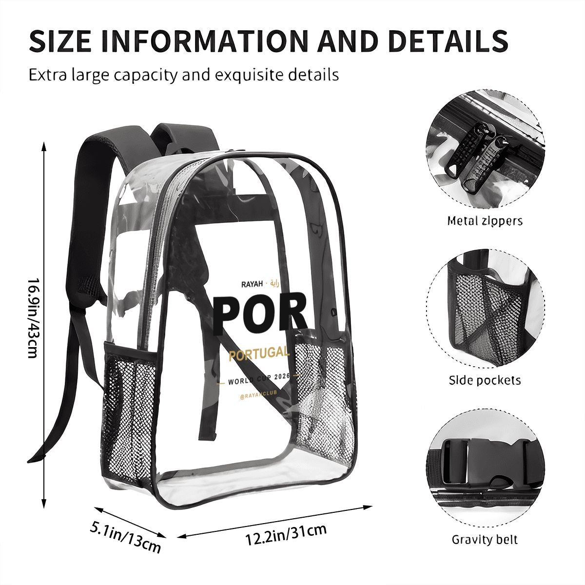 Portugal Clear Stadium Backpack — RAYAH.club