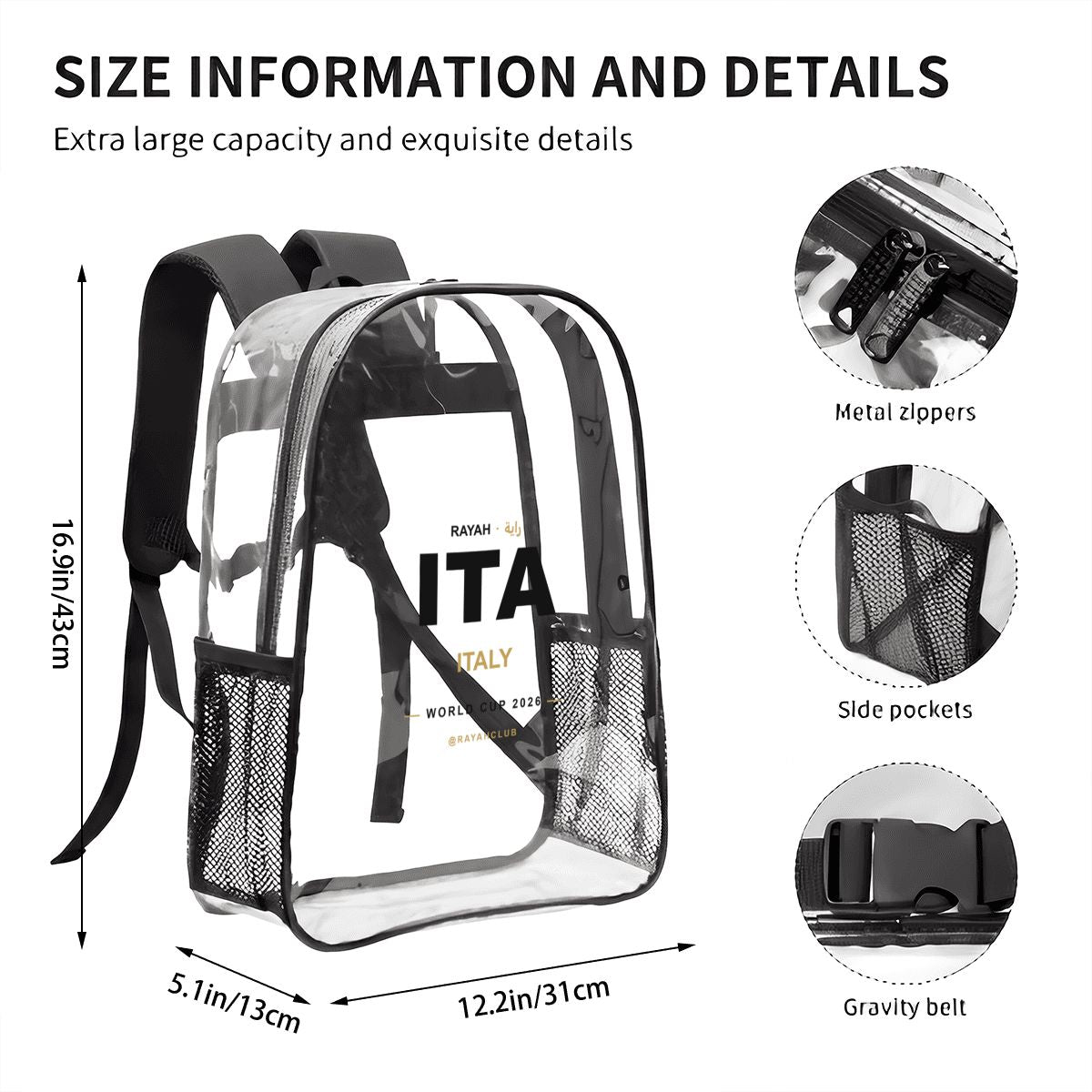Italy Clear Stadium Backpack — RAYAH.club