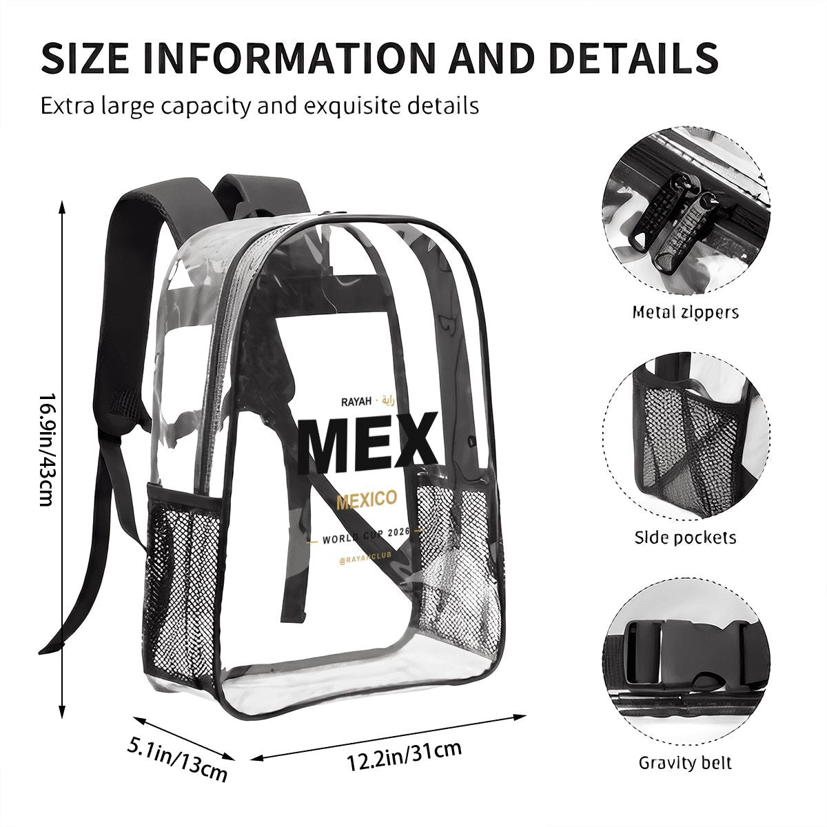 Mexico Clear Stadium Backpack — RAYAH.club