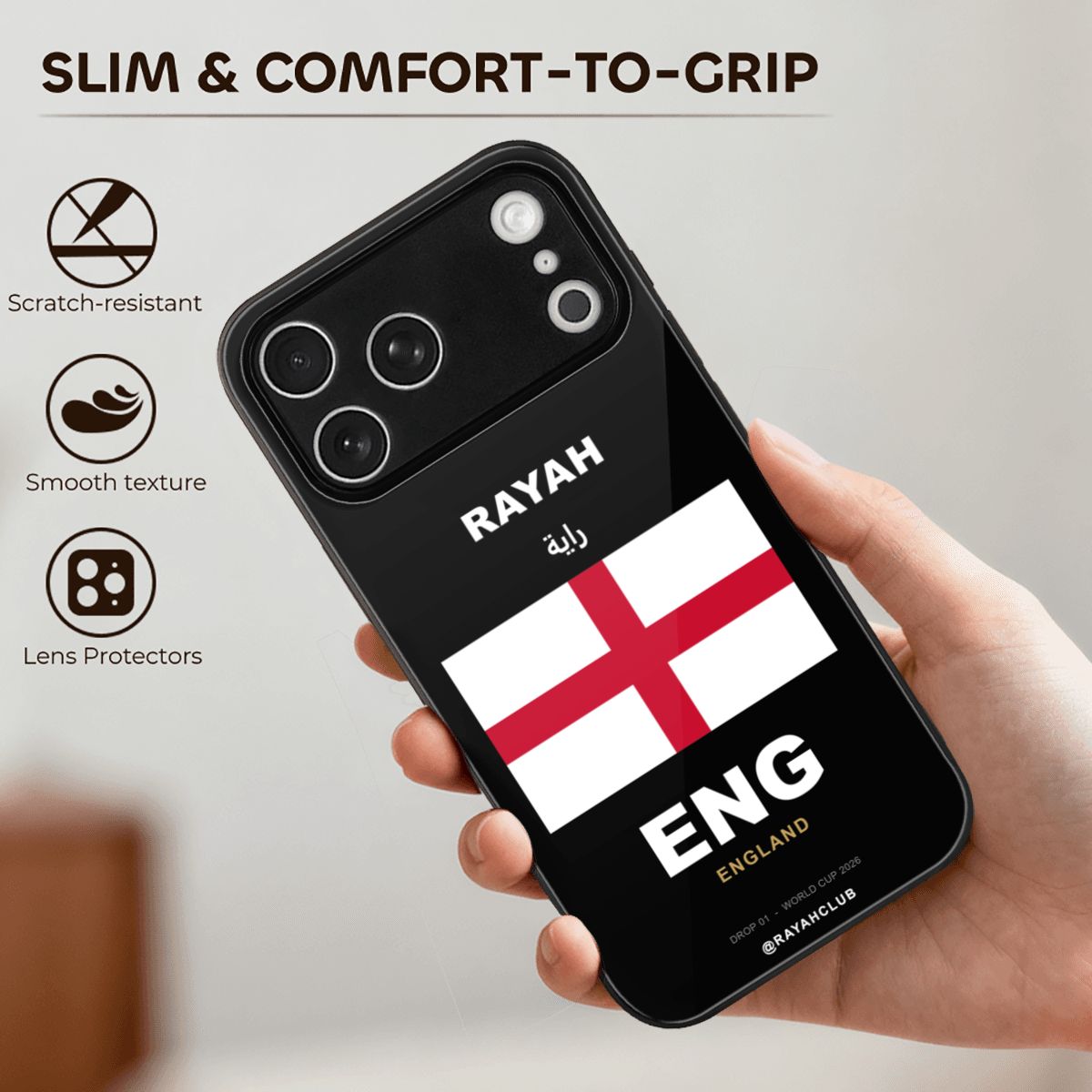 England iPhone 17 Pro Max Glass Case — RAYAH.club